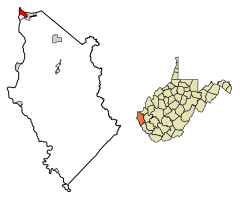 Location of Kenova in Wayne County, West Virginia.