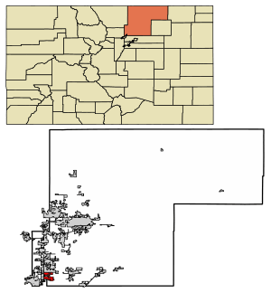 Location of the City of Dacono in Weld County, Colorado