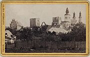 Wisby. Stadsvy , 1800-talets andra hälft, med Visby domkyrka - Nordiska museet - NMA.0091069