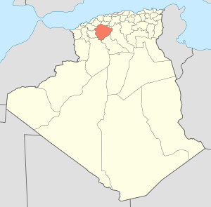 Map of Algeria highlighting Tiaret