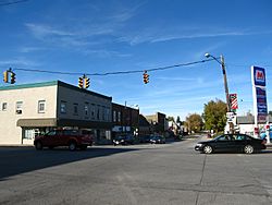 Downtown viewed from South Main Street, looking toward the intersection of Ohio 4 and U.S. 224