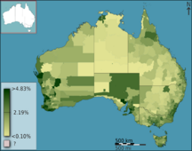Australian Census 2011 demographic map - Australia by SLA - BCP field 1924 Total Year of arrival 1961 1970
