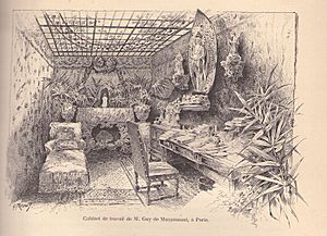 Cabinet de travail de Guy de Maupassant, par Gustave Fraipont