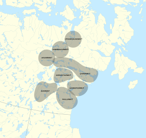 Caribou Inuit bands map