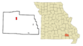 Carter County Missouri Incorporated and Unincorporated areas Van Buren Highlighted