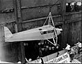 Douglas Corrigan's plane returning to the US via ship 1938