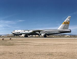 Dryden NB-52B launch aircraft on Edwards AFB runway (EC96-43808-4)