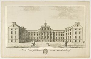 Engraving of the Northern aspect of the Royal Infirmary of Edinburgh at Infirmary Street