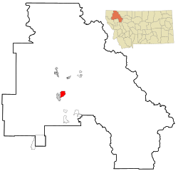 Location of Evergreen, Montana
