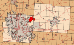 Location of New Albany in Franklin and Licking counties
