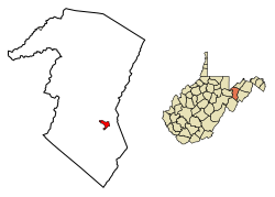 Location of Petersburg in Grant County, West Virginia.