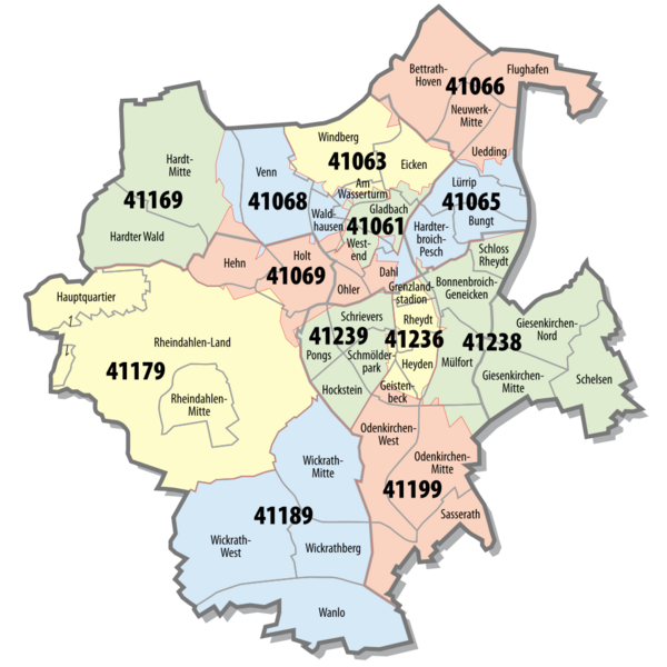 Karte Mönchengladbach Postleitzahlen
