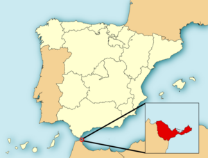 Location of Ceuta in Spain