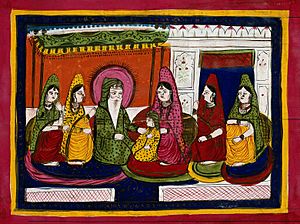Maharaja Ranjit Singh with wives Wellcome V0045197