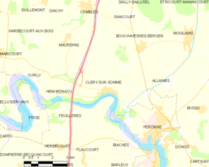 Map commune FR insee code 80199