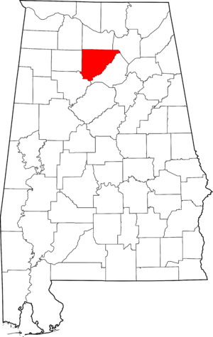 Map of Alabama highlighting Cullman County