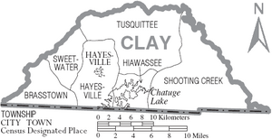 Map of Clay County North Carolina With Municipal and Township Labels