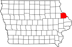 State map highlighting Dubuque County
