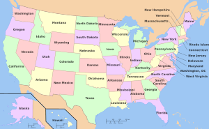 Map of USA with state names