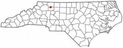 Location of Boonville, North Carolina