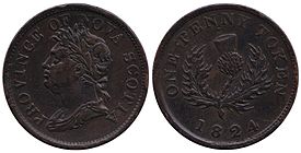 One Penny Token, 1824 - Province of Nova Scotia