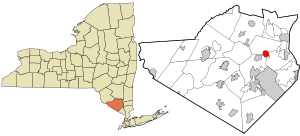Location of Beaverdam Lake in Orange County and the state of New York.