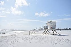 A lifeguard stand on Pensacola Beach.