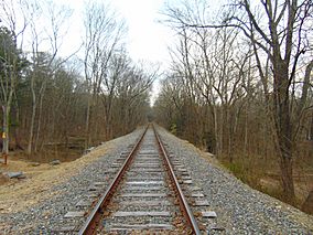 Providence and Worcester Railroad line within Salt Rock State Park, Sprague, Connecticut.jpg