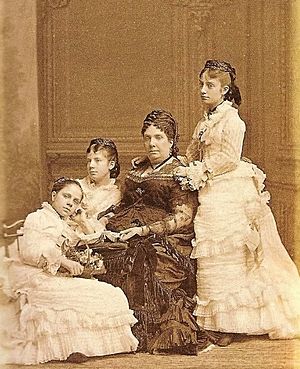 Queen Isabella II with her three youngest daughters