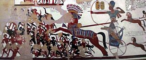 Ramses II charging Nubians