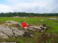 Sampling rocks at Bloody Creek crater