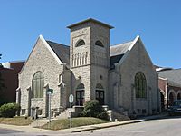 Second Baptist Church in Bloomington, front and side