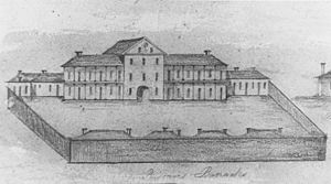 StateLibQld 1 391049 Sketch of the Convict Barracks, Brisbane, 1832