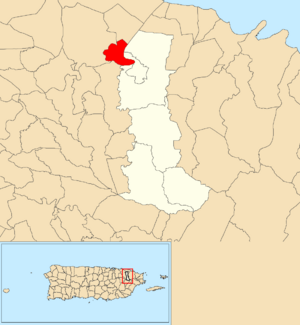 Location of Torrecilla Alta within the municipality of Canóvanas shown in red