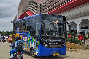 Trans Metro Pasundan Bus in Front of Padalarang Station (cropped)