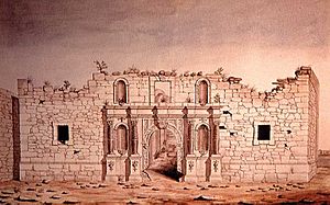 1847 watercolor of The Alamo in San Antonio