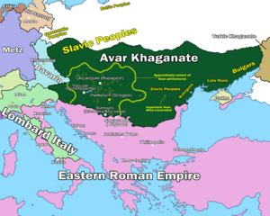 The Avar Khaganate and surroundings circa 602.