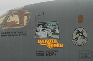 B-1 nose art commemorating B-24 Dakota Queen