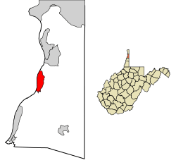 Location of Wellsburg in Brooke County, West Virginia.