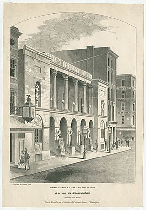 Chestnut Street Theatre. North East corner of Sixth and Chestnut Streets, Philadelphia, ca. 1855. (6583877525)