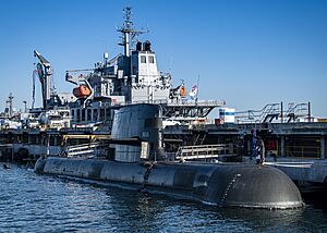 Collins class submarine at HMAS Stirling in August 2019