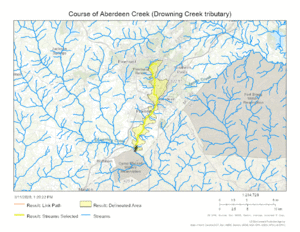 Course of Aberdeen Creek (Drowning Creek tributary)