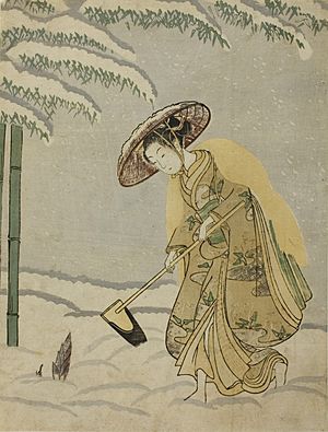 Gathering Bamboo Shoots, by Suzuki Harunobu, 1765