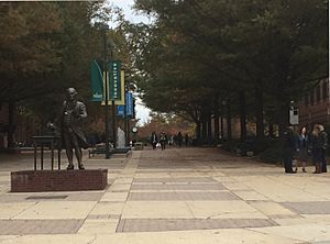 George Mason campus and statue