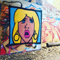 Graffiti - pop-art style woman's face - Parkland Walk, London