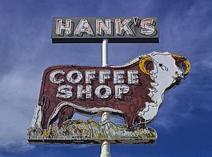 Hanks Coffee Shop sign, 4th Street, Benson, Arizona (LOC)