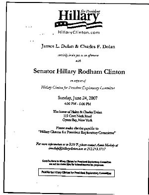 Hillary for President June 24, 2007 fundraiser hosted by the Dolans.jpg