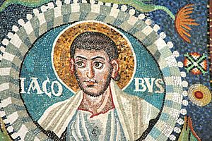 James the Great the Apostle. Detail of the mosaic in the Basilica of San Vitale. Ravena, Italy