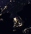Korean Peninsula at night from space