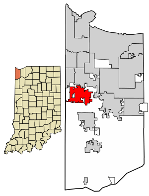 Location of St. John in Lake County, Indiana.